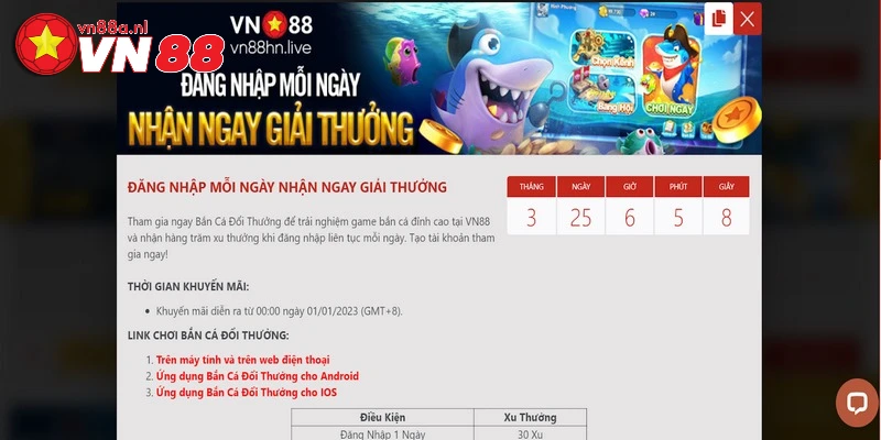 Nhận thưởng đăng nhập bắn cá mỗi ngày